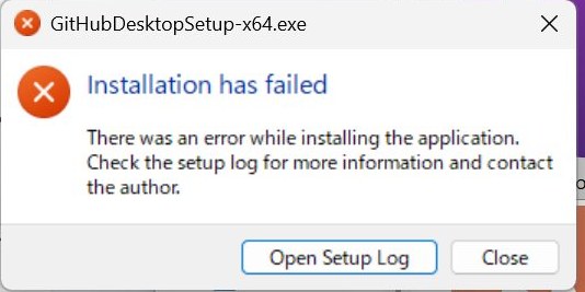 GitHubDesktopSetup-x64.exe のエラー『Installation has failed』